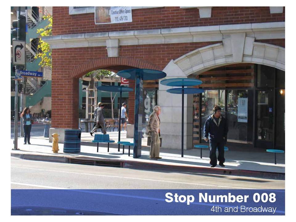 A rendering of the future bus stop at 4th Street and Broadway (Image from BBB)