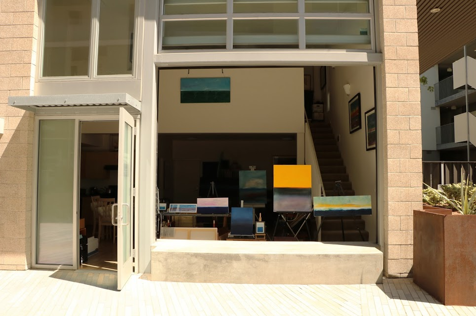 Baroff's work displayed to passersby from his live/work space.