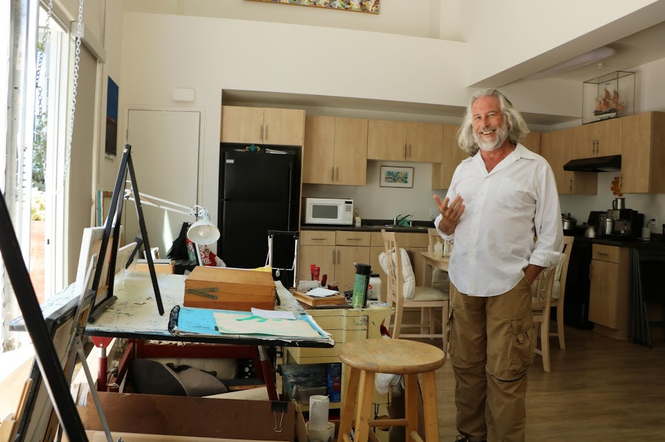 Baroff shows off his work space.