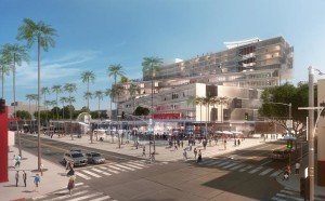 A view from the street of the proposed Plaza at Santa Monica.