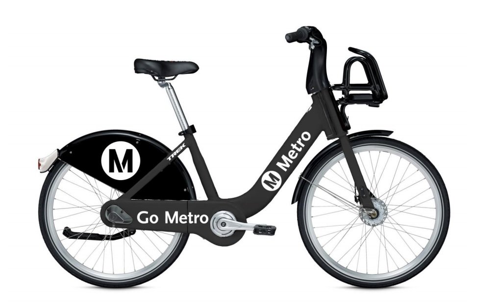 Preview of what Metro bike-share bikes will look like when they arrive in downtown L.A. in mid-2016. Image via Metro staff report [PDF]